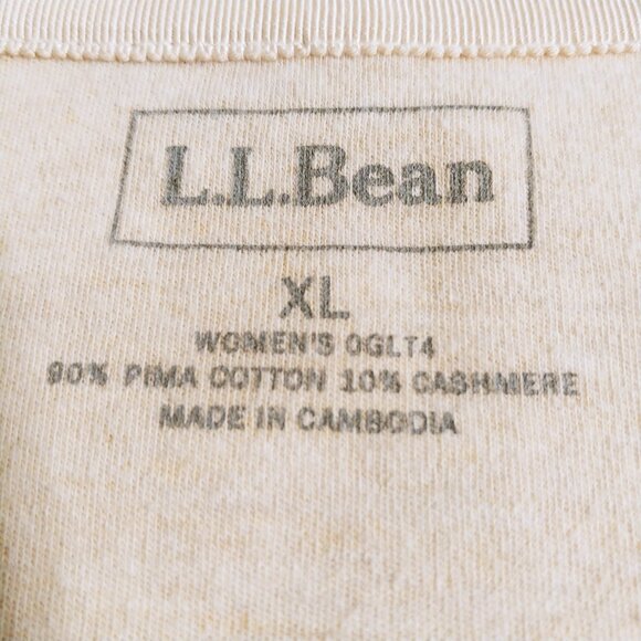 Women's LL Bean Cotton/Cashmere 3/4 Sleeve V Neck Shirt -  Size XL - Picture 2 of 5